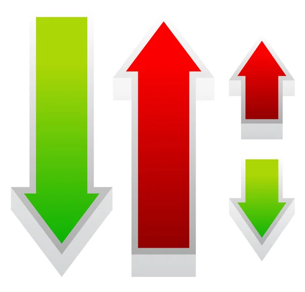 Набір зелених і червоних стрілок — стоковий вектор