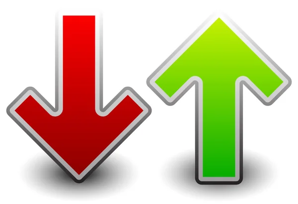 Frecce verdi e rosse impostate — Vettoriale Stock