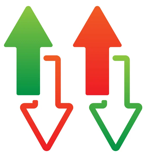 Vert et rouge flèches ensemble — Image vectorielle