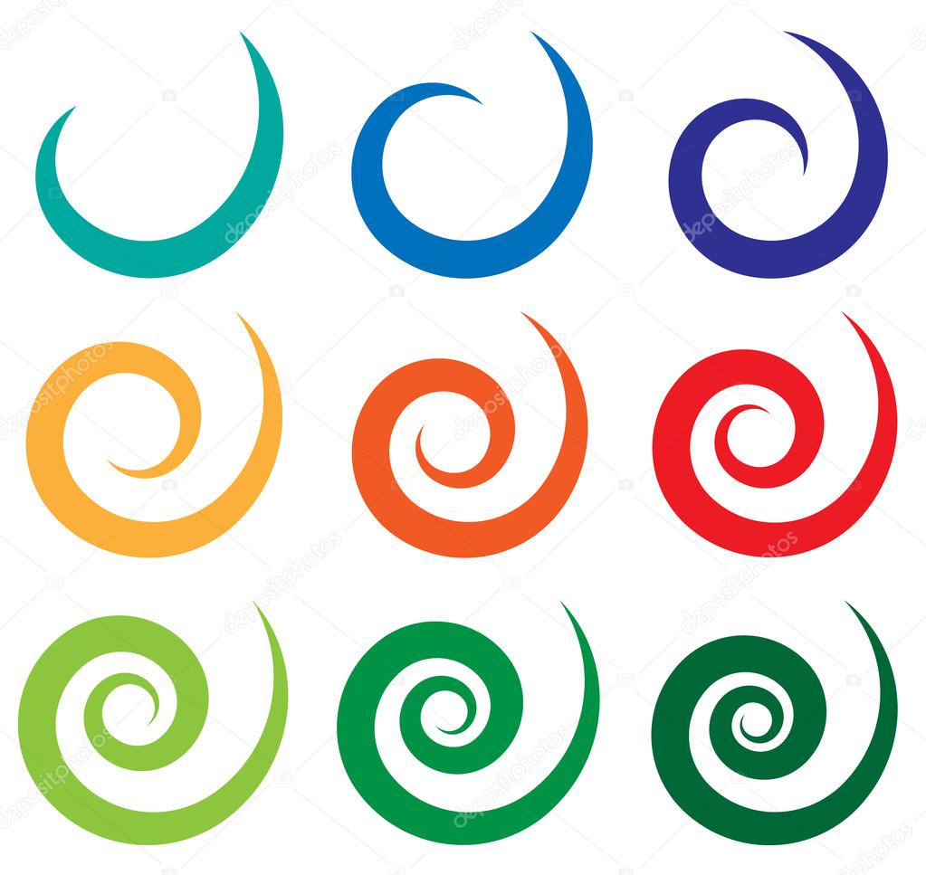 Set of spiral, swirl shapes