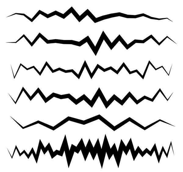 Set linee orizzontali a zig-zag — Vettoriale Stock