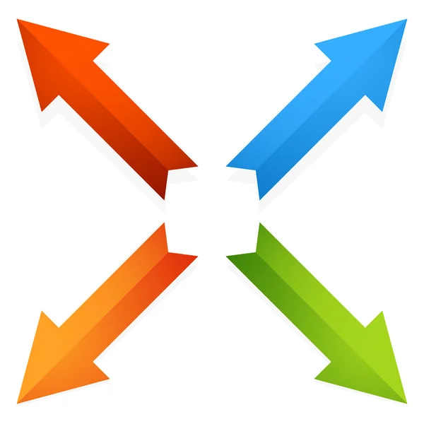 Setas diagonais apontando para fora . —  Vetores de Stock