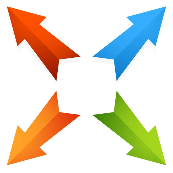 Diagonale pijlen naar buiten. — Stockvector