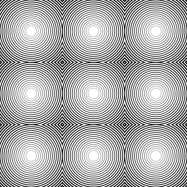 Círculos radiales patrón monocromo — Archivo Imágenes Vectoriales