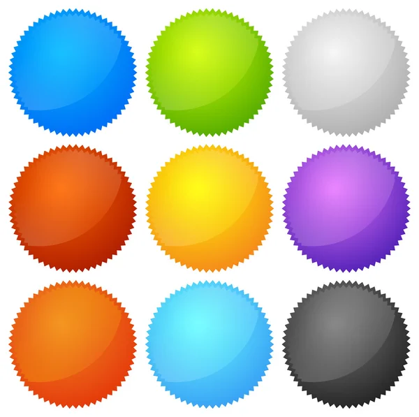 Éclatement d'étoile coloré, ensemble de formes de badge — Image vectorielle