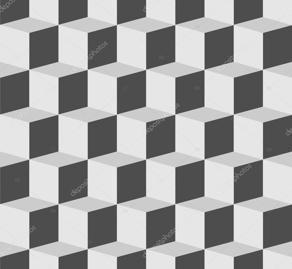 3D cubes monochrome pattern