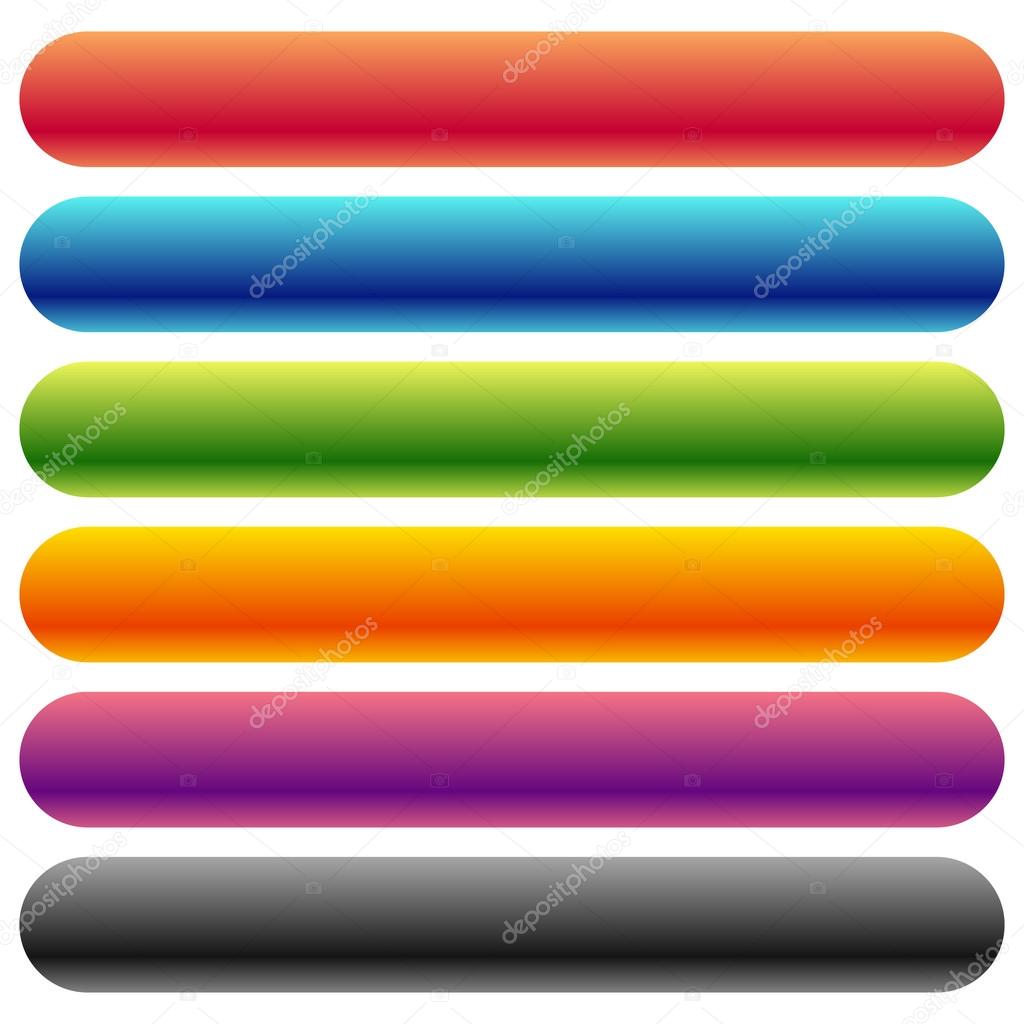 Colorful, rounded banner, buttons set