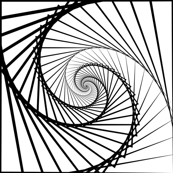 Spirally squares abstract monochrome background — Stock Vector