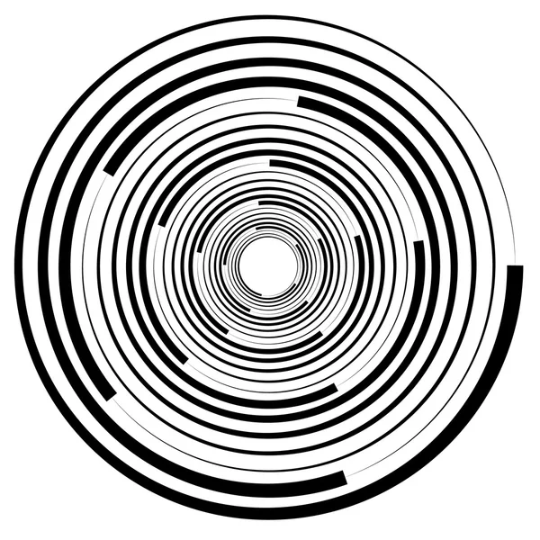 Concentrique, cercles radiaux élément abstrait — Image vectorielle