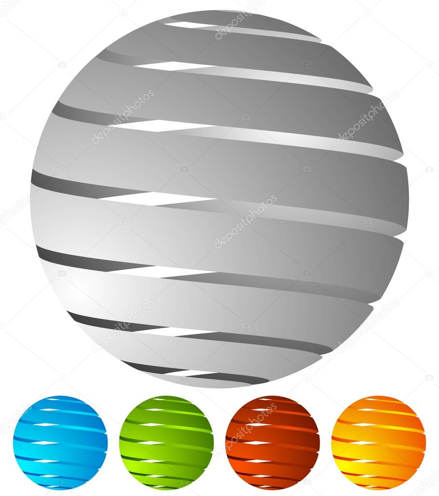 Abstract striped globes set