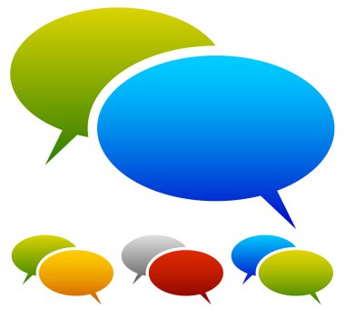 Two overlapping speech, talk bubbles clipart
