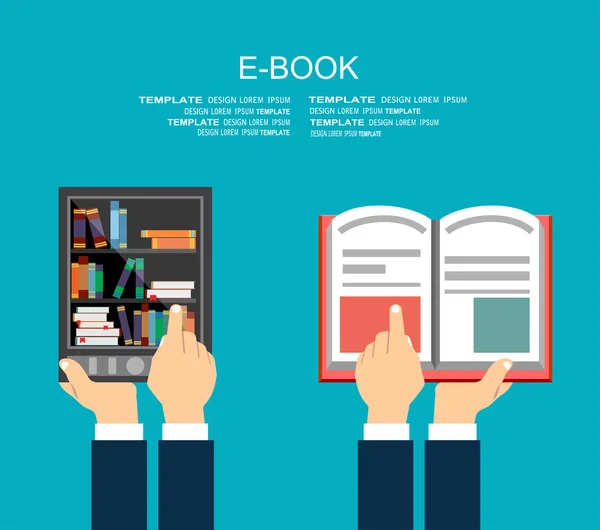 Ψηφιακή δισκίο και βιβλίο με τα χέρια — Διανυσματικό Αρχείο