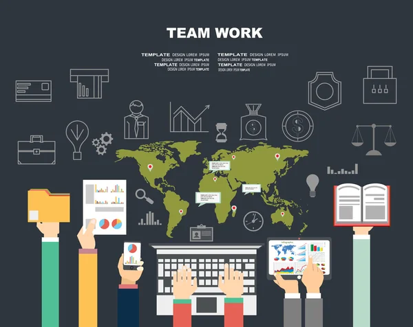 Flad design til teamwork – Stock-vektor