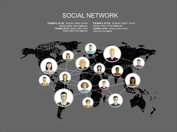 Küresel sosyal ağ soyut şeması — Stok Vektör