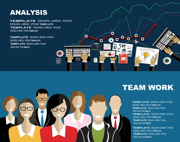 チームの仕事のためフラットなデザイン — ストックベクタ