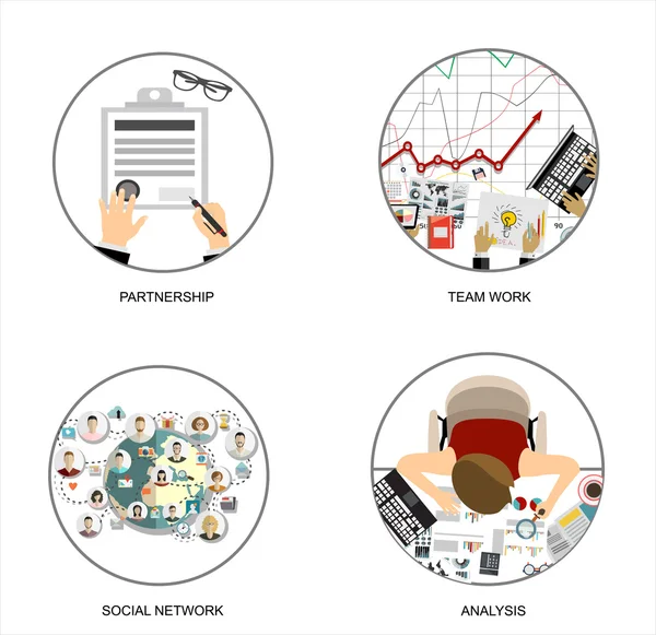 Conjunto de conceptos de diseño plano para empresas — Archivo Imágenes Vectoriales