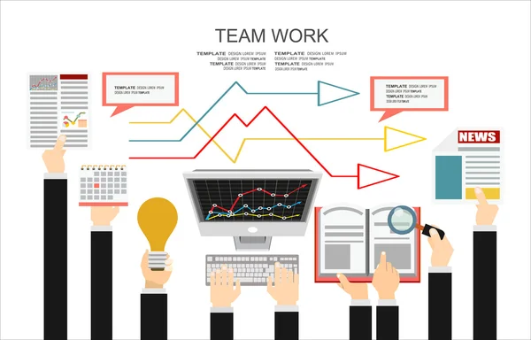 Diseño plano para el trabajo en equipo — Vector de stock