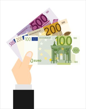 Hand holding Money banknotes clipart