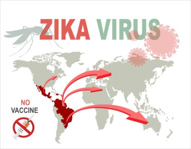 Zika virüs belirtileri infographics harita ile