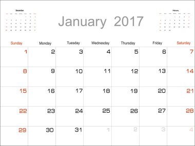 planning Calendar January 2017