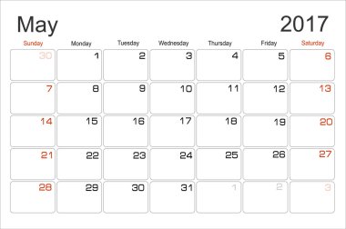 planning Calendar May 2017