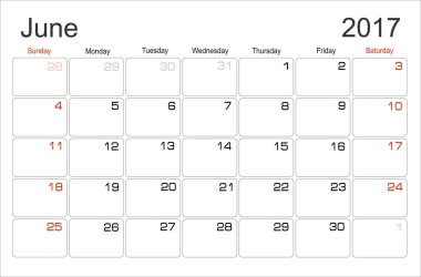 planning Calendar June 2017