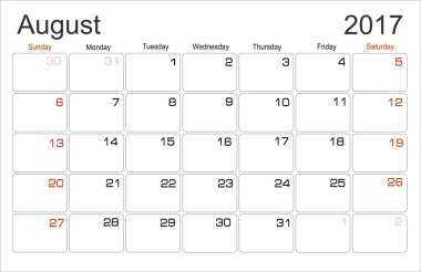 planning Calendar August 2017