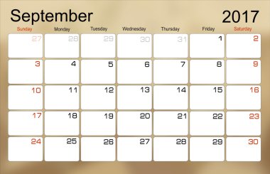 Takvim Eylül 2017