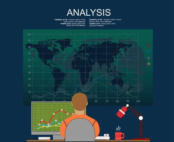 Análisis de la información en el salpicadero . — Vector de stock