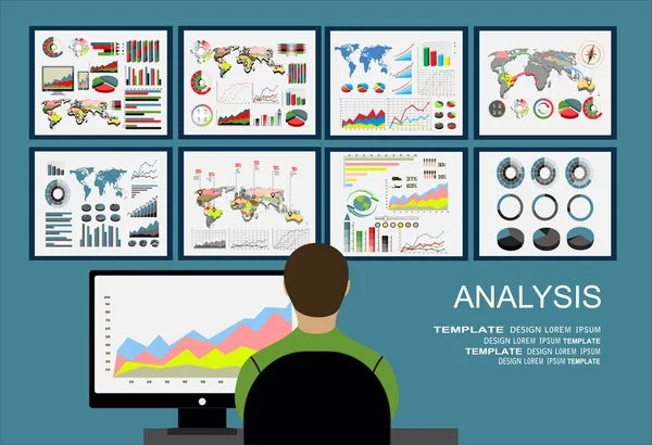 Analys av information på instrumentbrädan. — Stock vektor