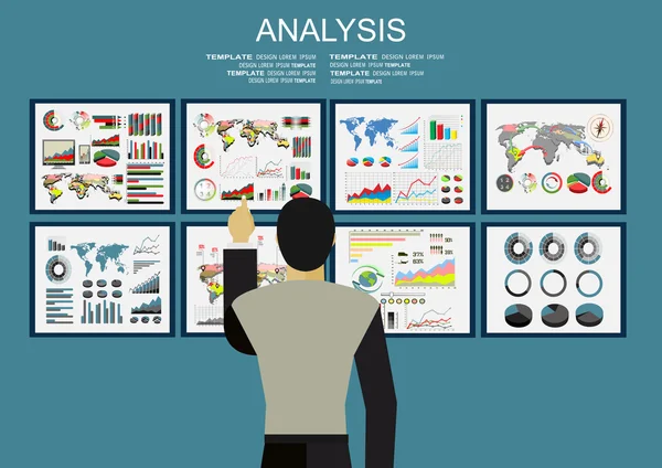 Análise das informações no painel de instrumentos . —  Vetores de Stock