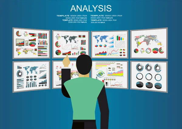 Análise das informações no painel de instrumentos . — Vetor de Stock