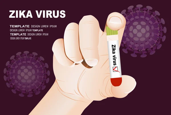 Échantillon sanguin positif avec le virus Zika — Image vectorielle