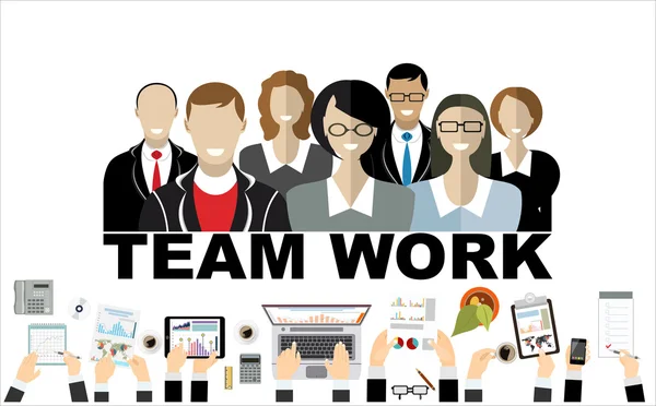 Plat ontwerp voor teamwerk — Stockvector