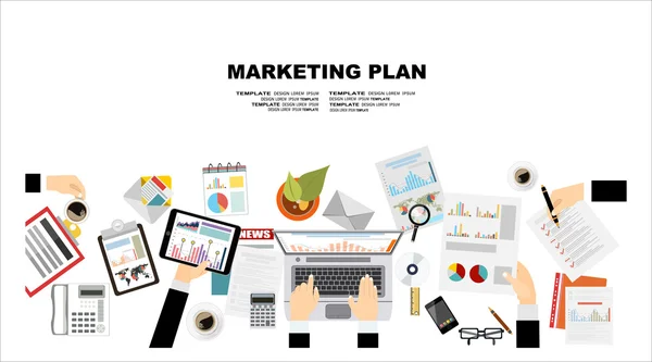 Koncept pro podnikatelský plán a marketingový plán — Stockový vektor