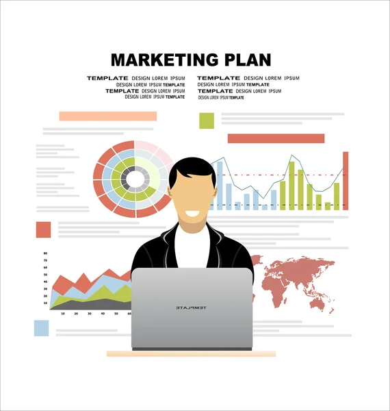 Concept voor businessplan en marketingplan — Stockvector