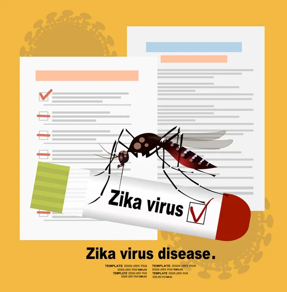 Zika 바이러스 및 모기 — 스톡 벡터