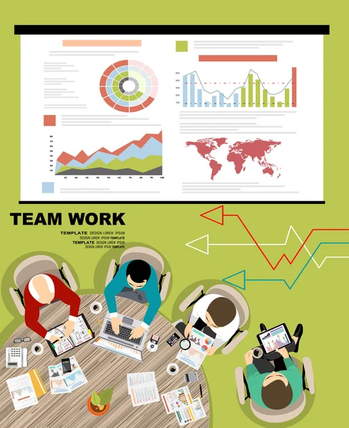 Diseño plano para el trabajo en equipo — Vector de stock