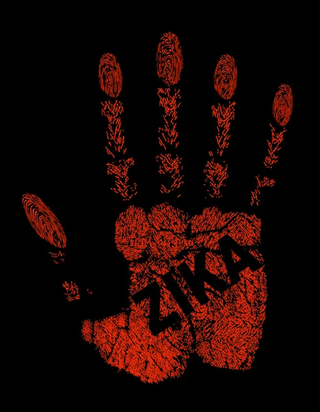 Red grungy handprint — Stock Vector