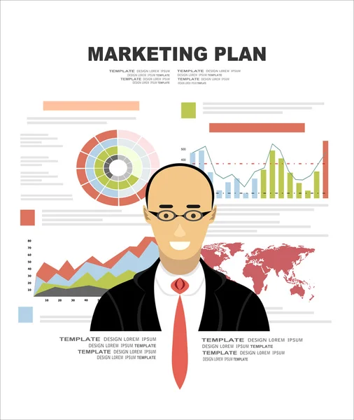 Concepto de plan de negocio y plan de marketing — Archivo Imágenes Vectoriales