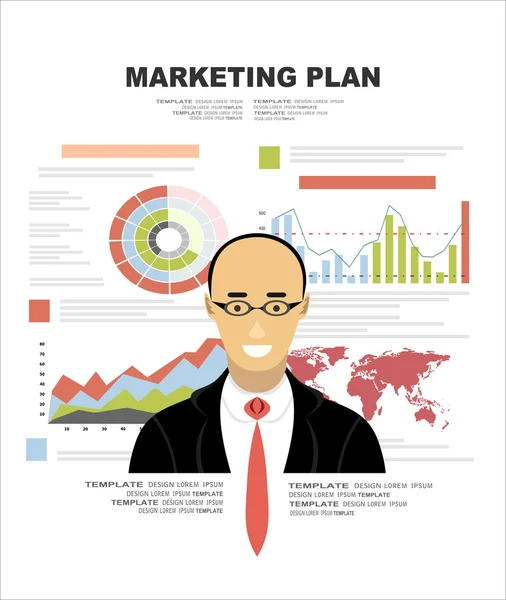 Concept voor businessplan en marketingplan — Stockvector