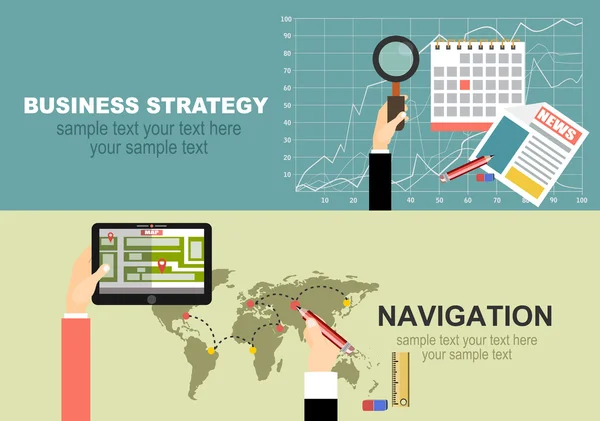Conceptos de banner de negocio de diseño plano — Archivo Imágenes Vectoriales