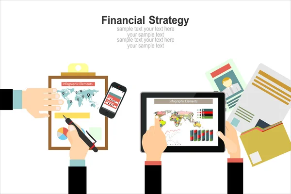 Concepts de conception plane pour la stratégie financière — Image vectorielle