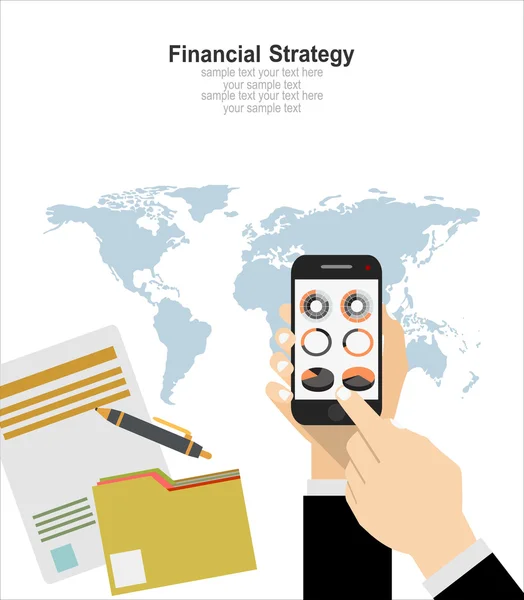 Conceitos de projeto plano para estratégia financeira — Vetor de Stock