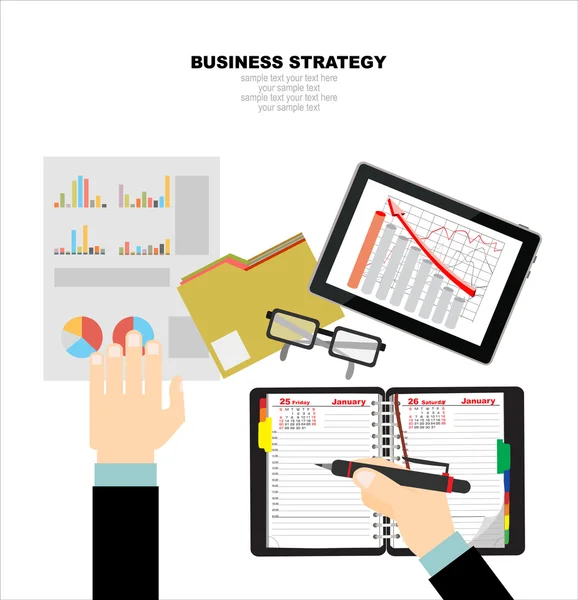 Plochý design pro obchodní strategie — Stockový vektor
