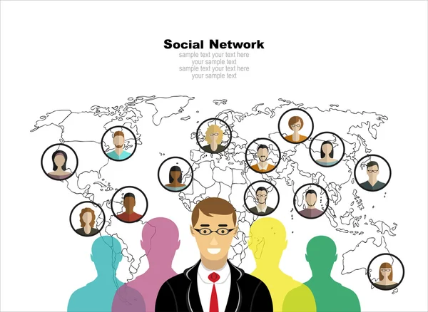 Globala sociala nätverk — Stock vektor