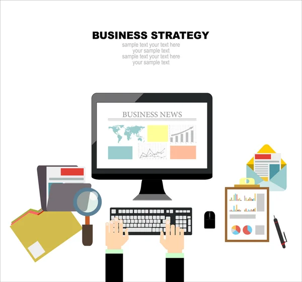 Design plano para estratégia de negócios — Vetor de Stock