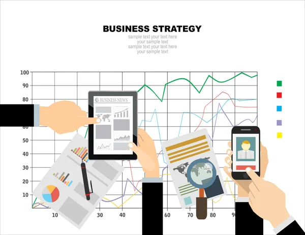 Plochý design pro obchodní strategie — Stockový vektor