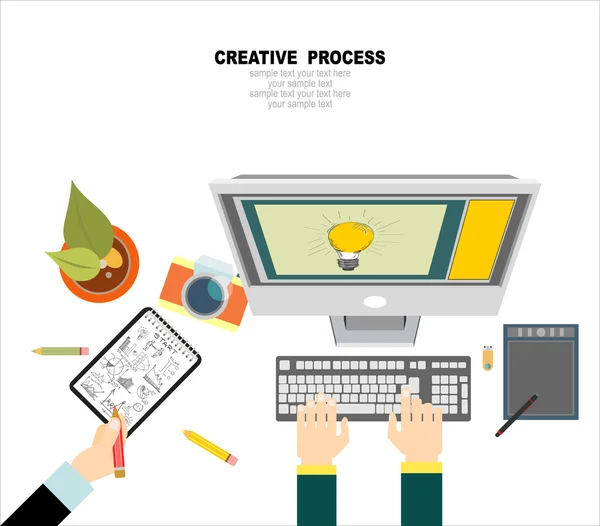 Diseño plano para el proceso creativo — Vector de stock