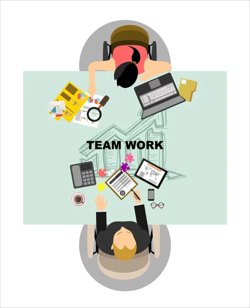 Flat design for  team work — Stock Vector